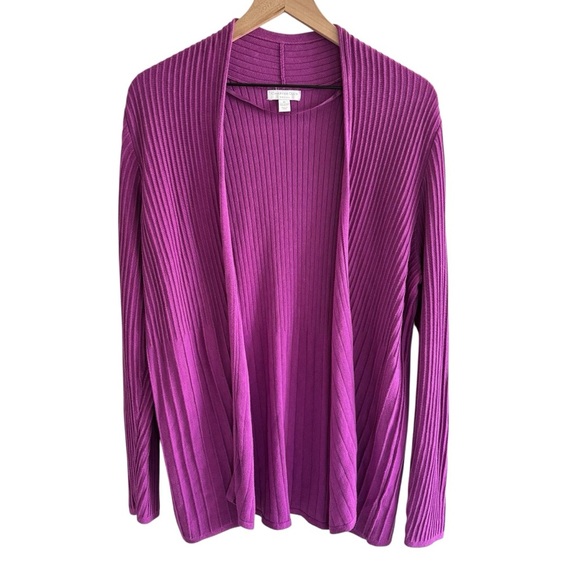 Charter Club Open Front Sweater Cardigan Size 1X Ribbed Office Casual Stretch - Picture 1 of 16